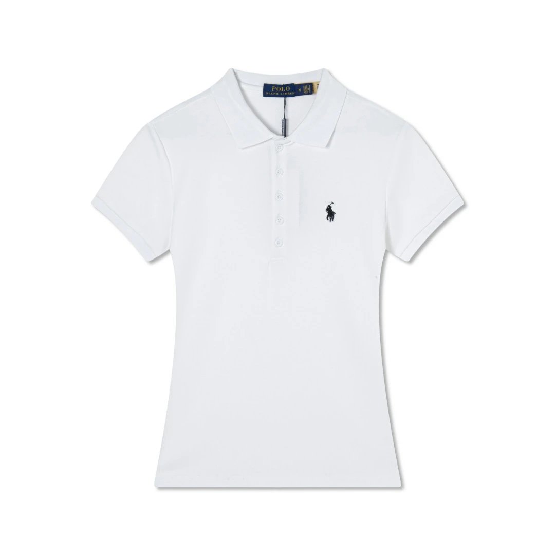 Ralph Lauren Shirts Short-Sleeve Five-Button Polo Shirt — white