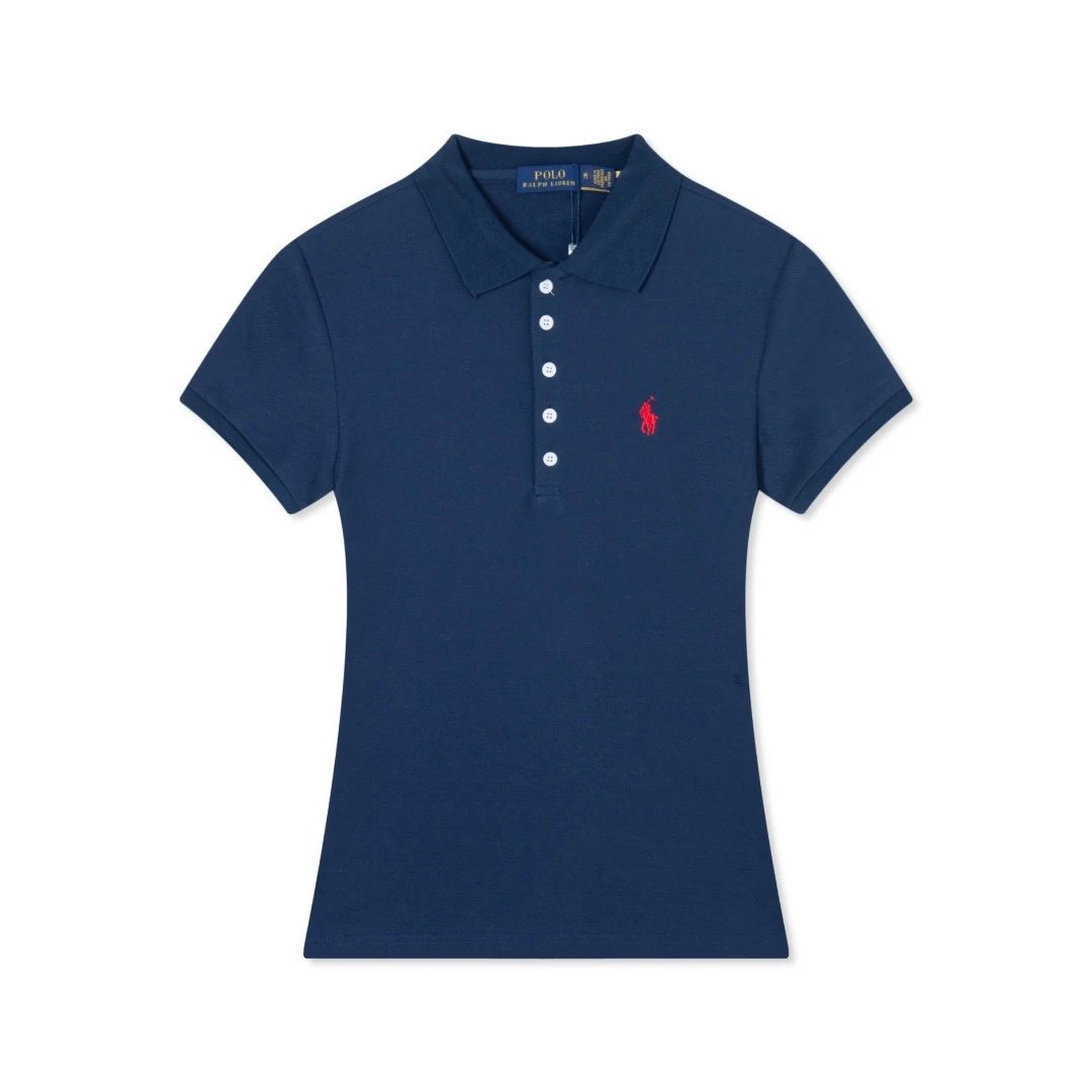 Ralph Lauren Shirts Short-Sleeve Five-Button Polo Shirt — Dark blue
