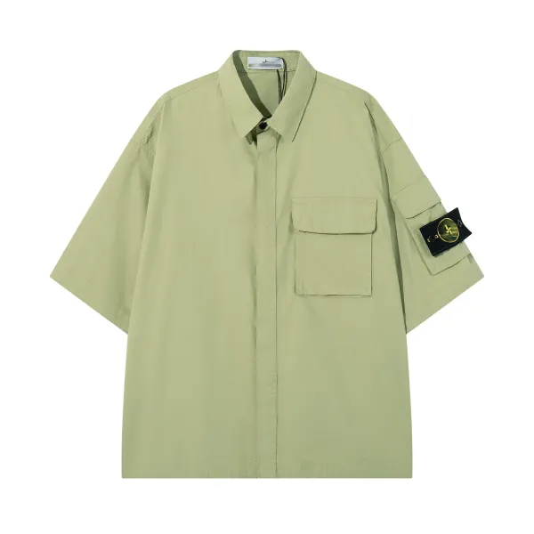 Stone Island Oversized Short-Sleeve Shirt Beige Tops Shirt - 5