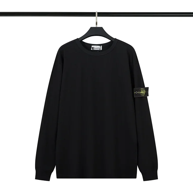 Stone Island T-Shirts Long-Sleeve Crewneck T-Shirt with Compass Badge product detail image 3