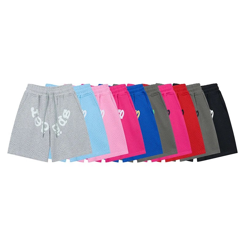 Design Perforated Graphic Sweat Shorts Gray - 4