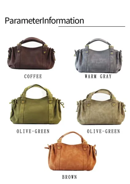 Design Brown Leather Hobo Bag with Gold Buckles - 4