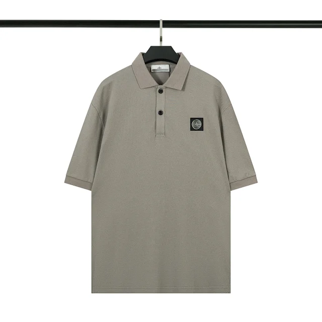 Stone Island T-Shirts Short-Sleeve Polo Shirt with Compass Badge and Striped Trim product detail image 4