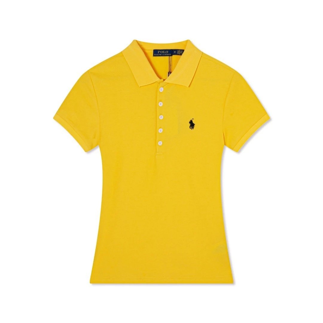 Ralph Lauren Shirts Short-Sleeve Five-Button Polo Shirt — Yellow