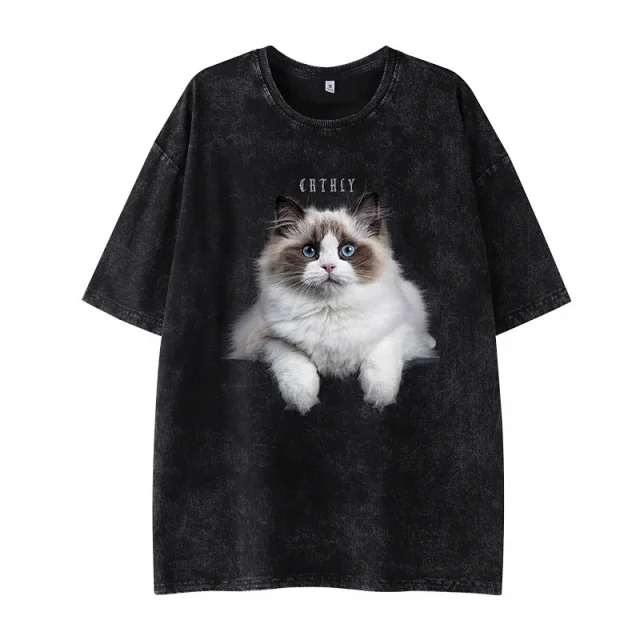 Unbranded T-Shirts Washed graphic short-sleeve T-shirt product detail image 3