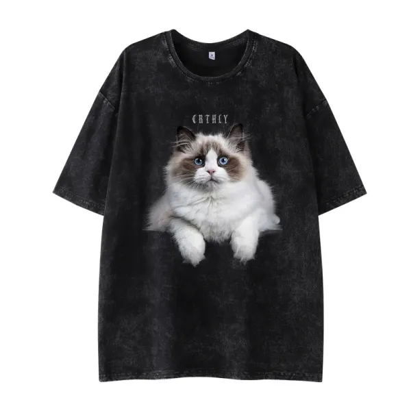 Design Panther Graphic Washed Black T-Shirt - 4