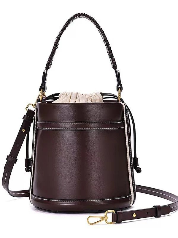 Bottega Veneta Bucket Bag Brown Leather with Contrast Stitching Handbags - 8