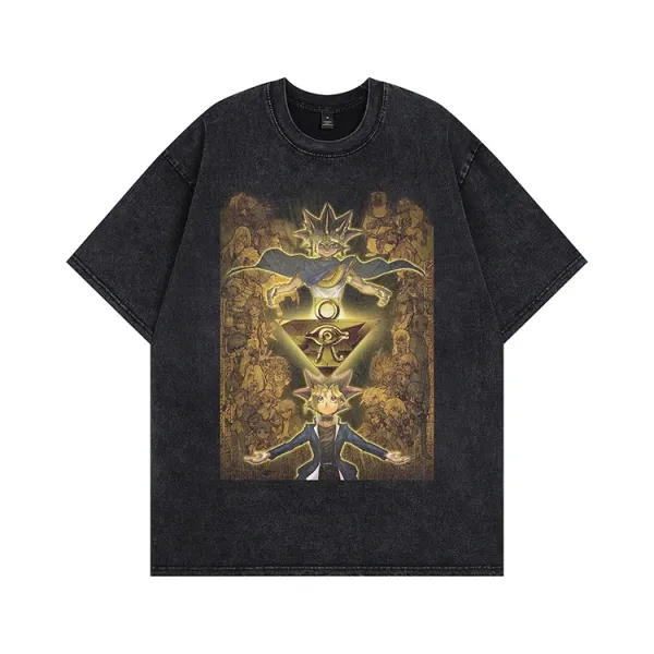 Design Graphic Print Acid Wash Black T-Shirt - 5