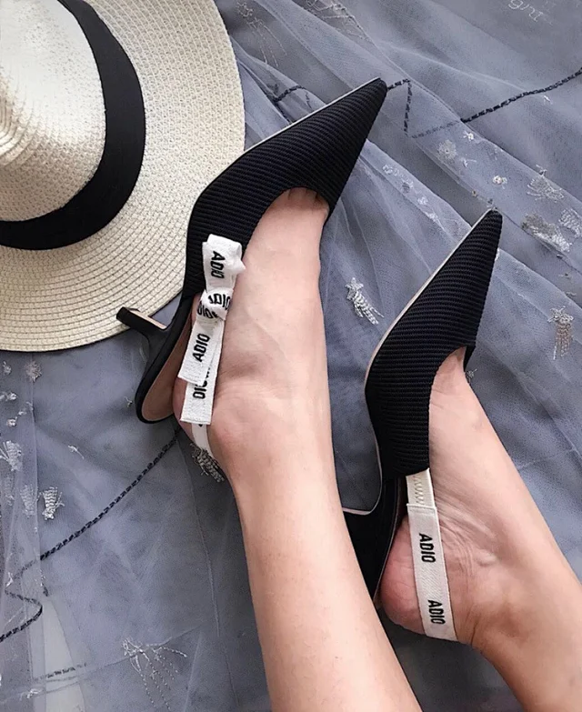 Dior High Heels J'Adior knitted pointed-toe bow slingback product detail image 4