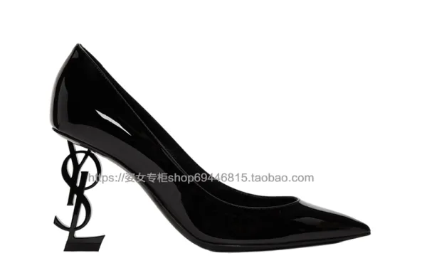 Saint Laurent Opyum Black Leather Stiletto Heels - 24