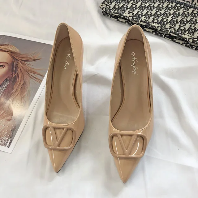 Unbranded High Heels Pointed-Toe Stiletto Pumps with V-Shaped Buckle product detail image 28
