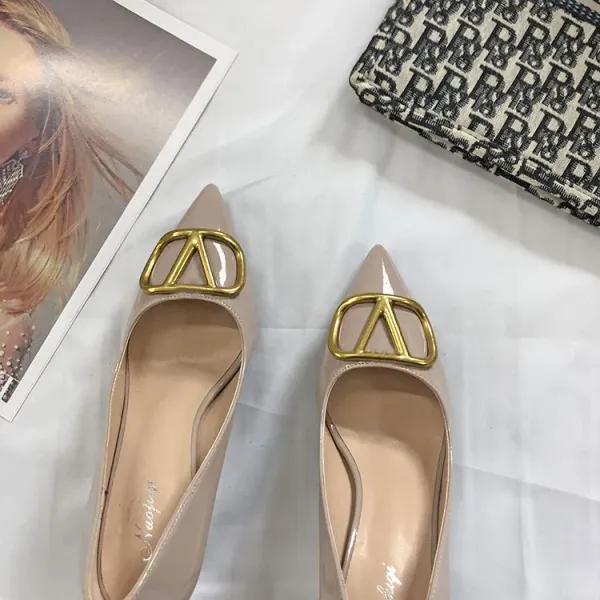 Valentino Rockstud VLOGO Pointed-Toe Stilettos Nude - 34