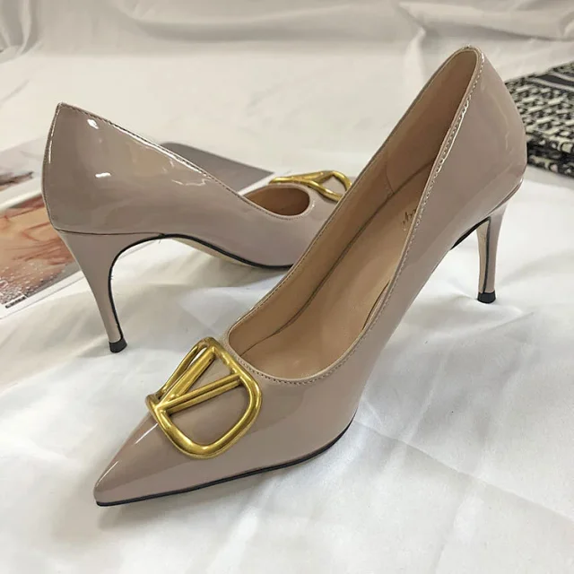 Unbranded High Heels Pointed-Toe Stiletto Pumps with V-Shaped Buckle product detail image 35