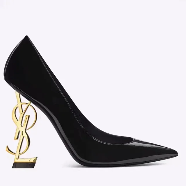 Saint Laurent High Heels Opyum pointed-toe logo-heel pumps product detail image 1