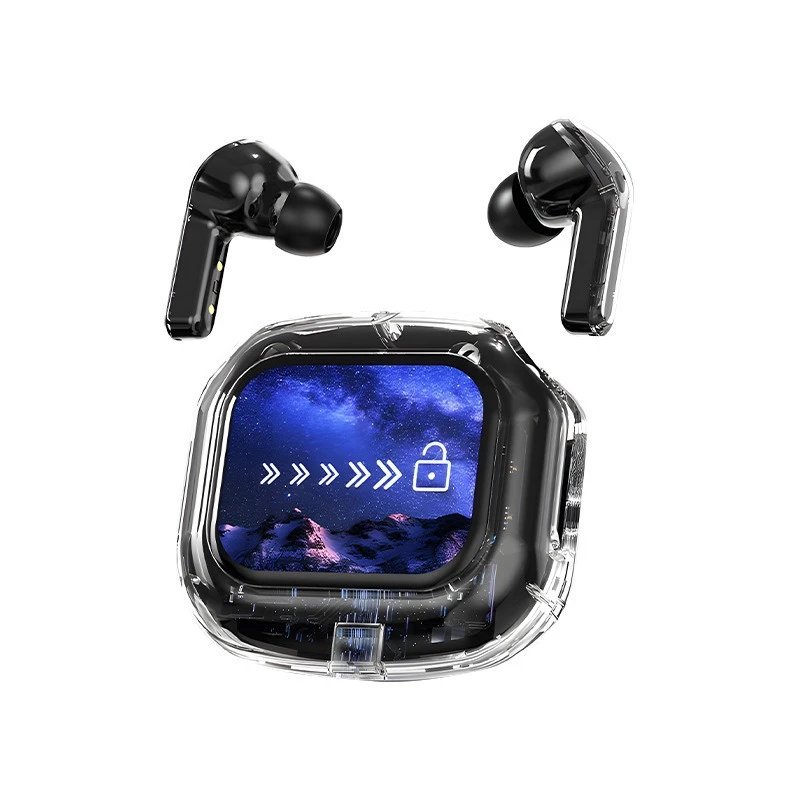 Design TWS Earbuds with Transparent Charging Case Black
