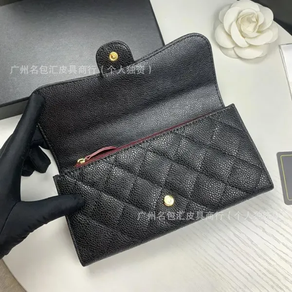 Chanel Classic Flap Wallet Black Quilted Leather Long Wallet - 8