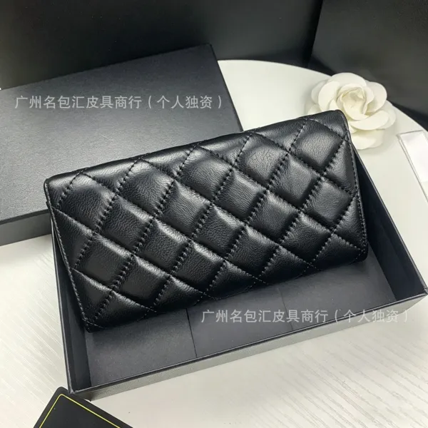 Chanel Classic Flap Wallet Black Quilted Leather Long Wallet - 15