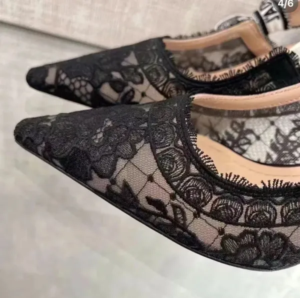 Dior J'Adior Lace Slingback Stilettos Black - 12