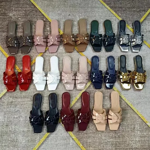 Unbranded Sandals Square-Toe Woven Strap Flat Slide product detail image 1