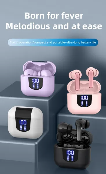 Design TWS Earbuds with LED Display White - 2