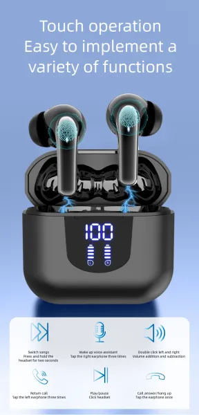 Design TWS Earbuds with LED Display White - 11