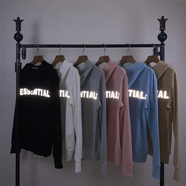 Fear of God Essentials Reflective Logo White Hoodie - 3