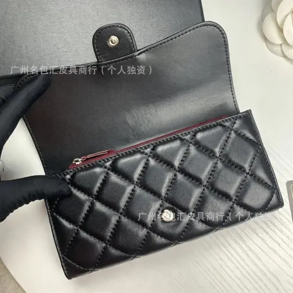 Chanel Classic Flap Wallet Black Quilted Leather Long Wallet - 19