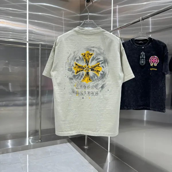 Chrome Hearts Cross Print Washed T-Shirt Beige - 5