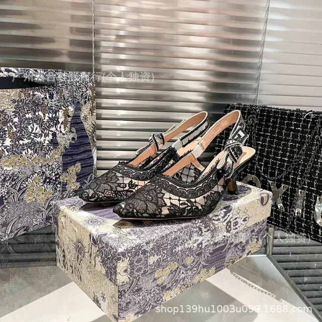 Dior High Heels J'Adior embroidered floral pointed-toe slingback product detail image 15