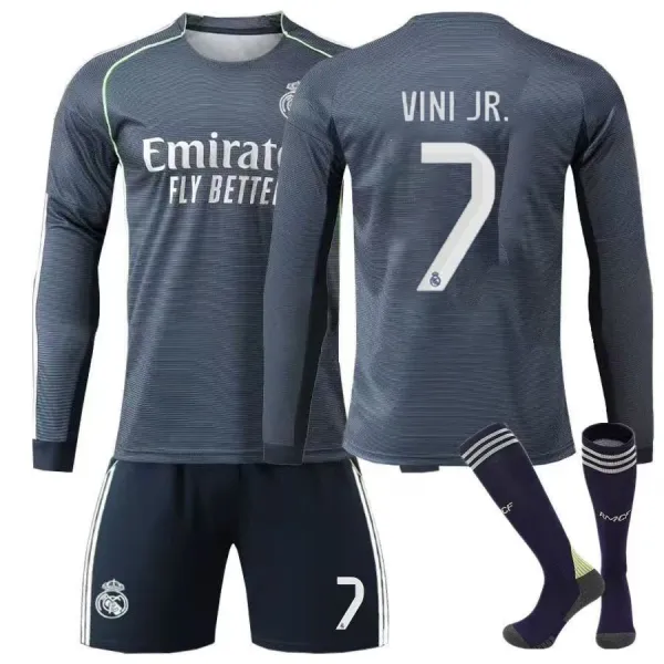 Real Madrid Mbappé #10 Home Kit White Long-Sleeve Jersey Set - 7