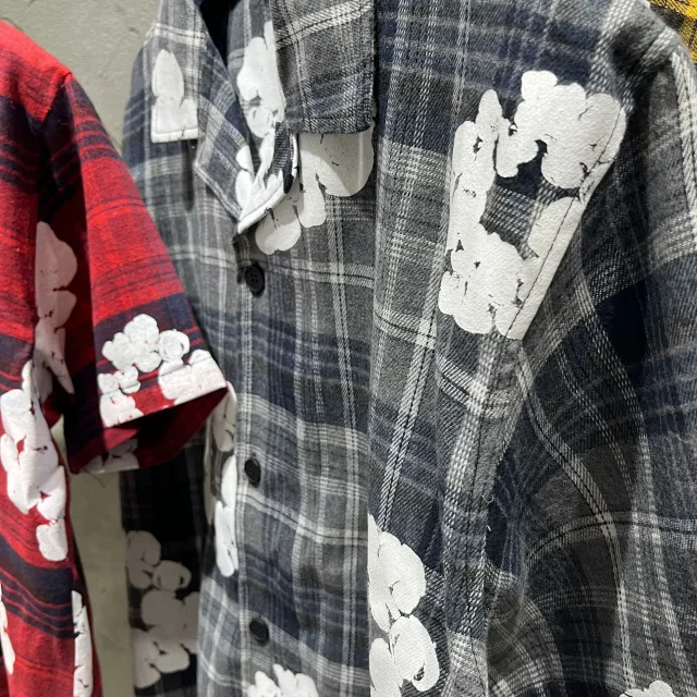 Denim Tears Shirts Plaid floral-print short-sleeve button-up shirt product detail image 24