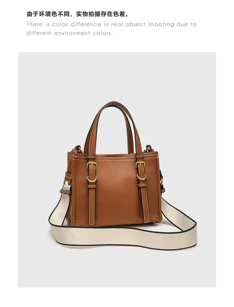 Design Mini Structured Top-Handle Bag Black with Beige Strap Handbags - 11