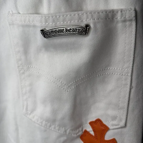 Chrome Hearts Cross-Embroidered White Straight-Leg Jeans - 20