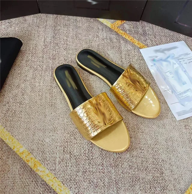 Saint Laurent Sandals Flat Slide with Metal Monogram Detail product detail image 9