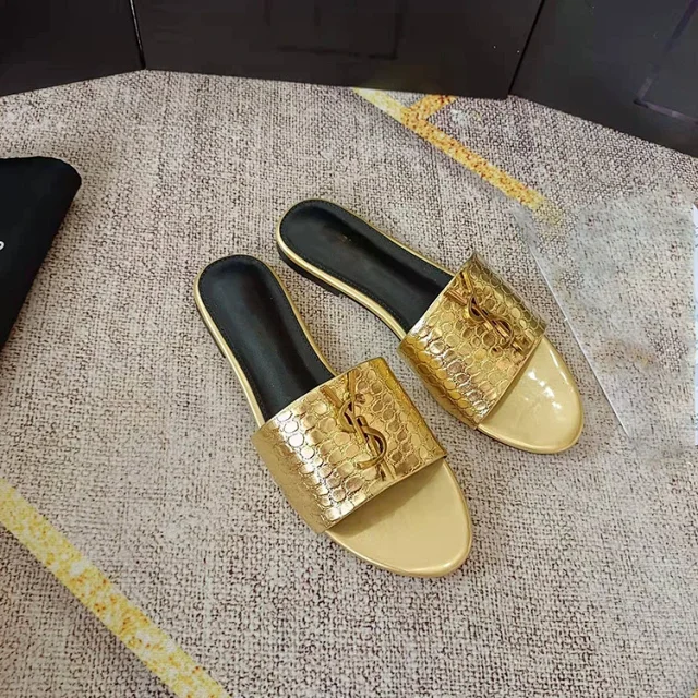 Saint Laurent Slippers YSL monogram flat slide product detail image 5