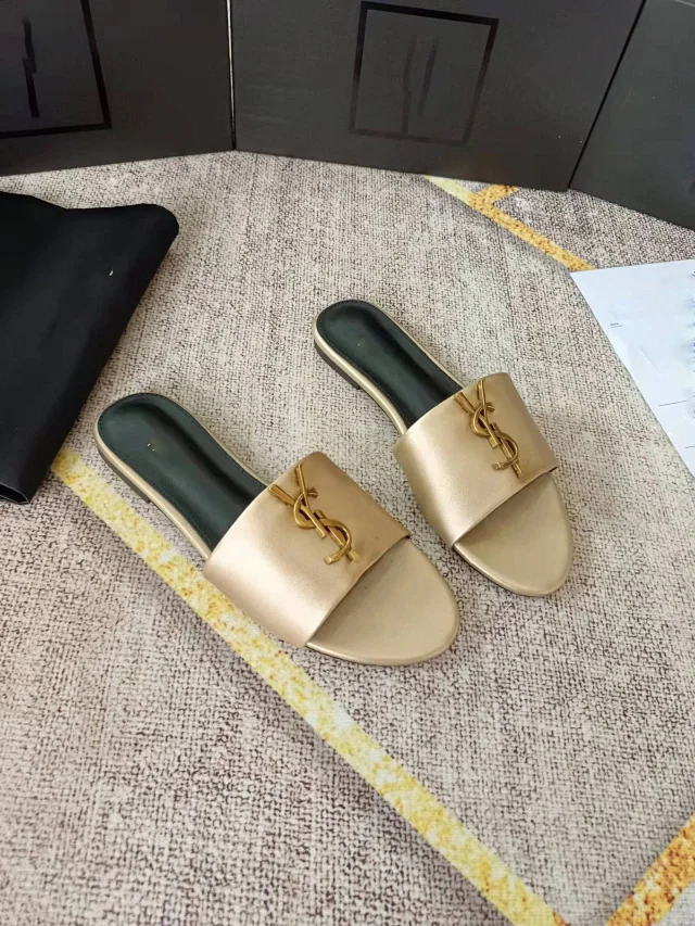 Saint Laurent Slippers YSL monogram flat slide product detail image 14