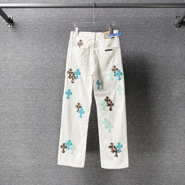 Chrome Hearts Cross-Embroidered White Straight-Leg Jeans - 23