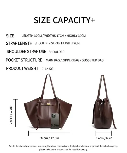 Design Tote Bag Cognac Leather Handbag - 3