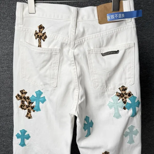 Chrome Hearts Cross-Embroidered White Straight-Leg Jeans - 26