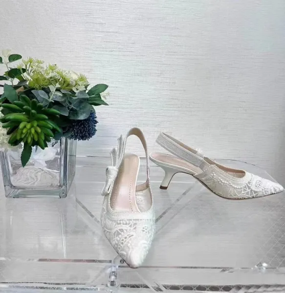 Dior J'Adior Lace Slingback Heels White - 13
