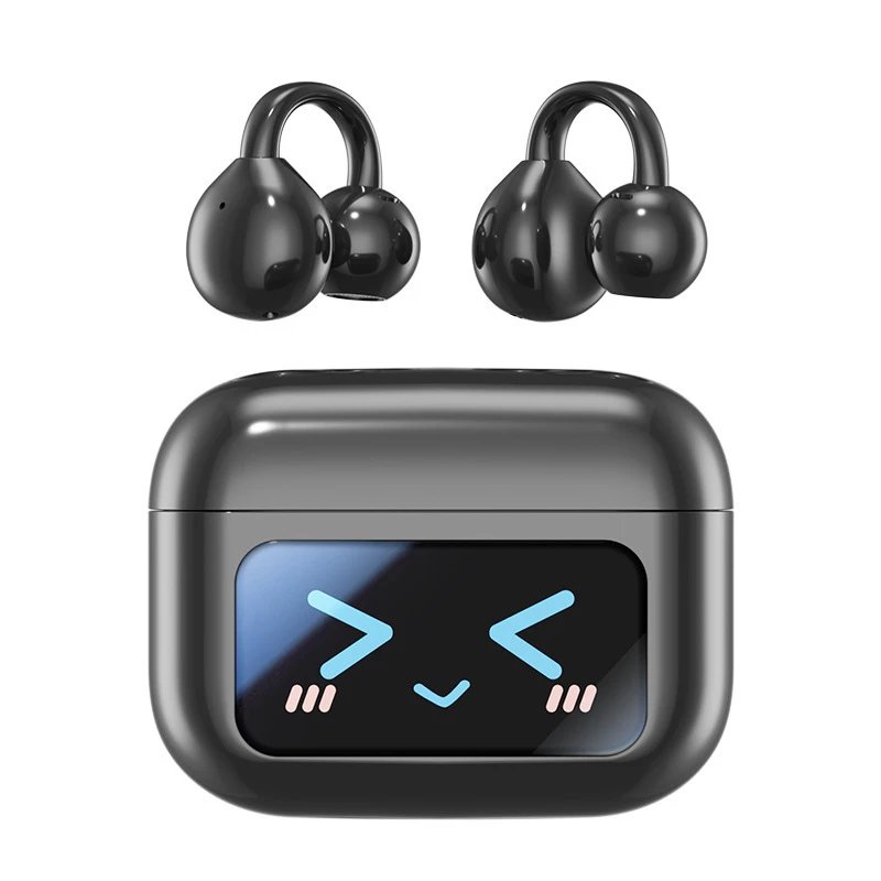 Design Wireless Earbuds with LED Display Charging Case Black Earphones