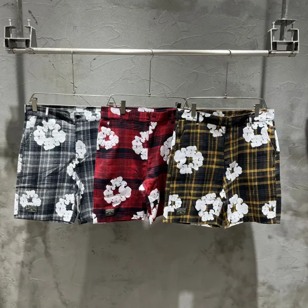 Design Floral Plaid Short-Sleeve Shirt and Shorts Set Black White - 16