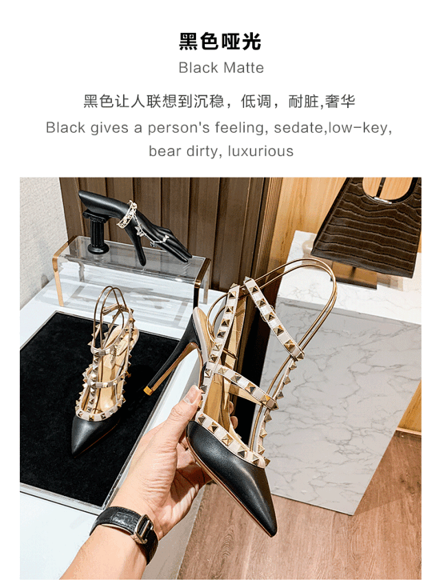 Valentino High Heels Pointed-Toe Studded Slingback Stilettos product detail image 29