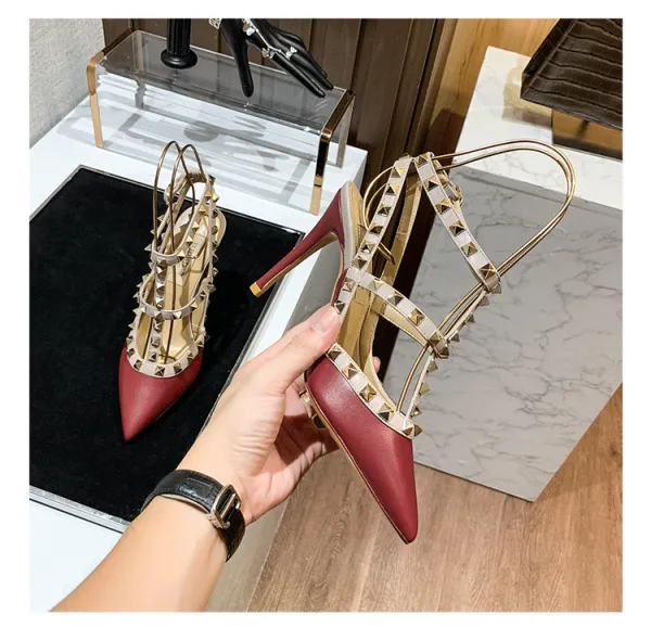 Valentino Rockstud Strappy Stiletto Heels White - 45