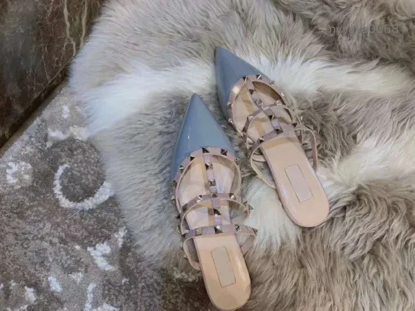 Valentino Rockstud Strappy Mule White Beige Sandals - 18