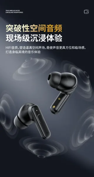 Design TWS Earbuds with Smart Display Charging Case Black - 15
