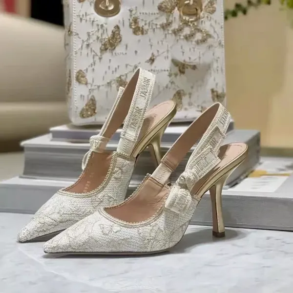 Dior J'Adior Lace Slingback Stilettos Beige - 6