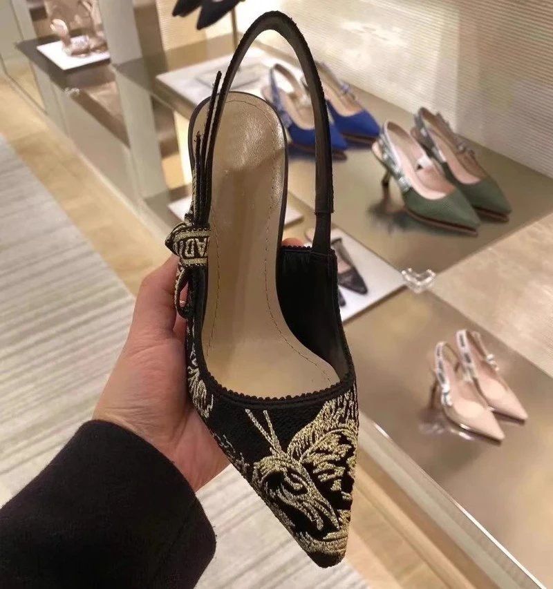 Dior J'Adior Lace Slingback Stilettos Beige - 13