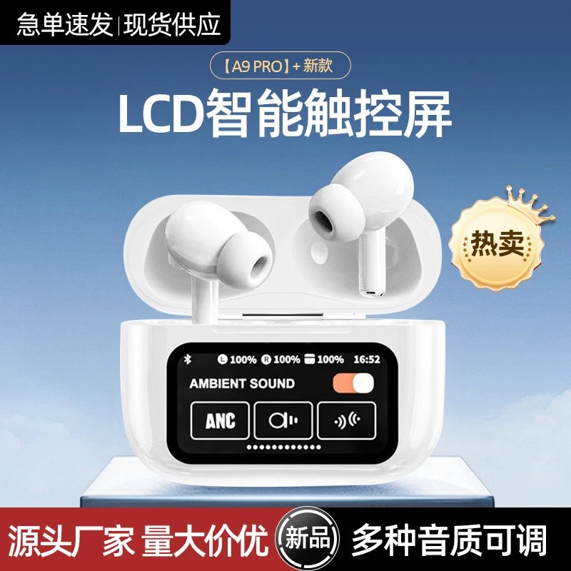 Design A9 Pro LCD Smart Touchscreen TWS Earbuds White Tws Earbuds