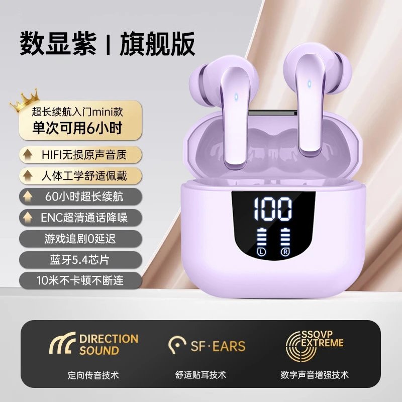 Design Direction Sound SF-Ears Digital Display Purple Tws Earbuds
